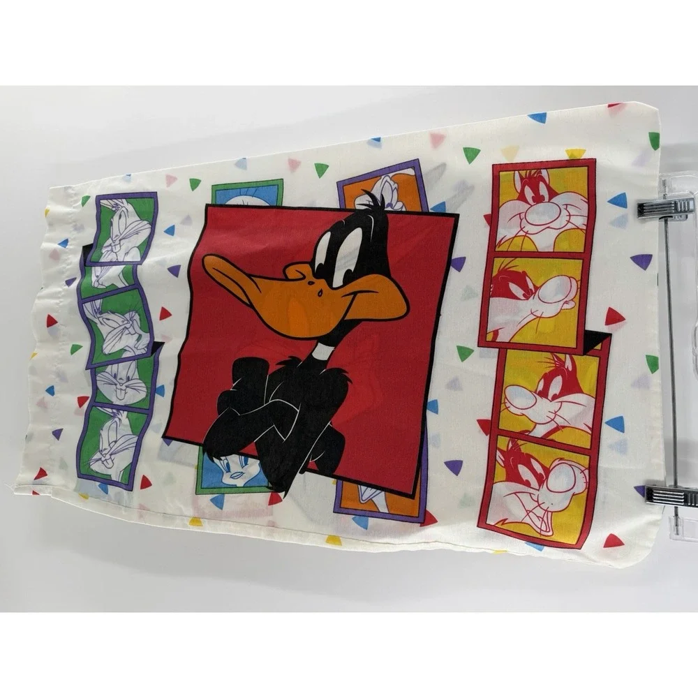 Vtg Looney Tunes Warner Bros Flat Sheet, Pillow Case Tweety Bugs Bunny 1993 Twin